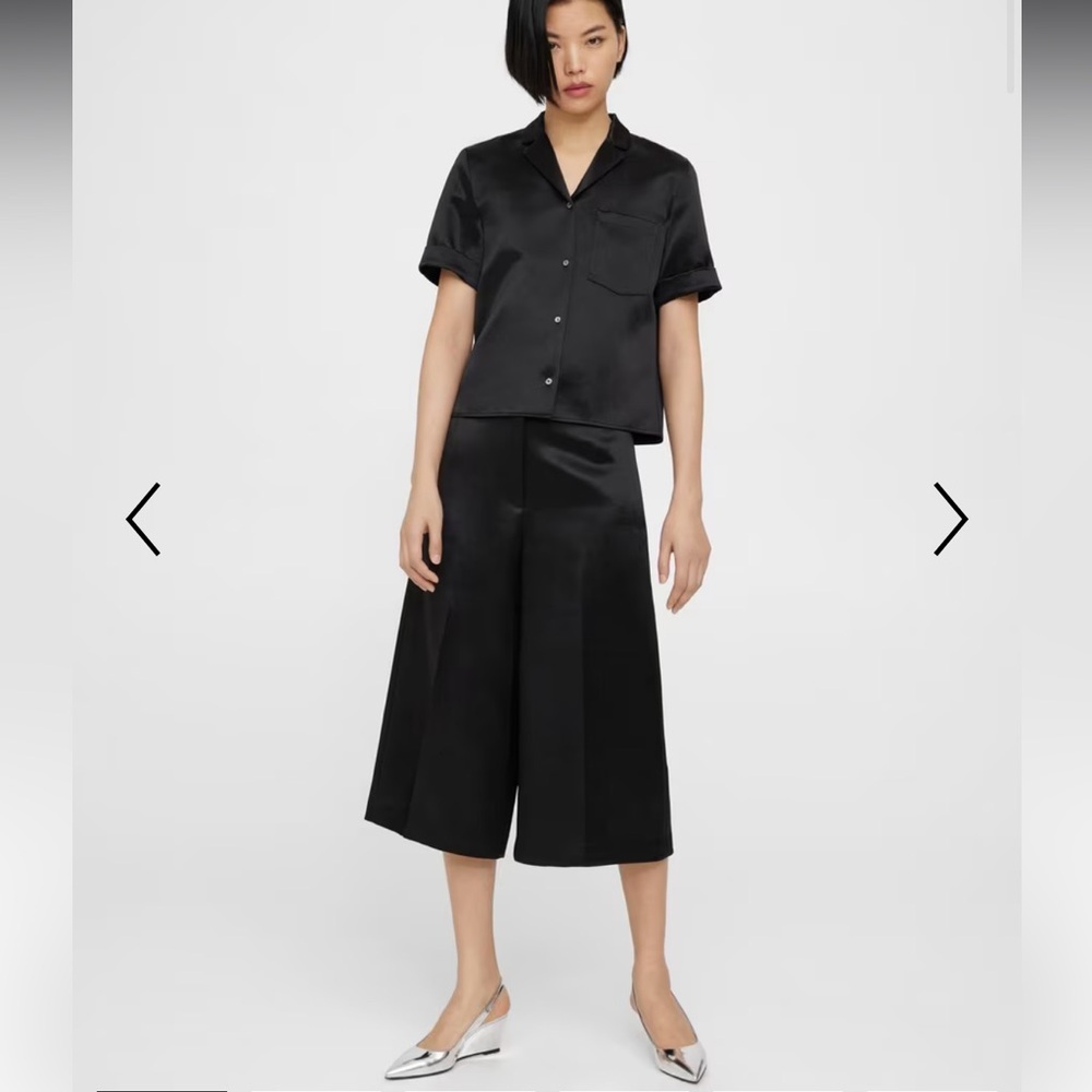 Theory - Wide Leg Culotte in Bonded Satin